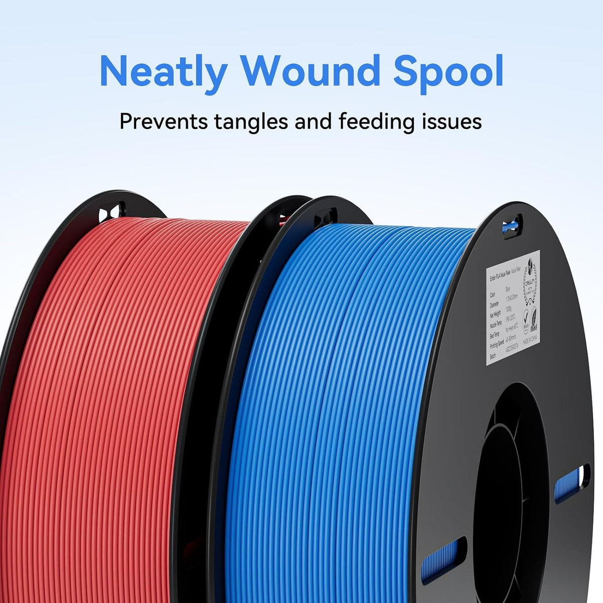 PLA Filament 1.75mm PLA 3D Printer Filament, 2kg Cardboard Spool (4.4lbs), Dimensional Accuracy +/- 0.02mm, Fit Most FDM Printer (Blue 2-Pack)