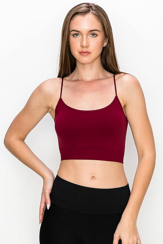 Kurve Women’s Crop Tank Top - Seamless Non-Padded Cami Bra Bandeau Yoga Workout UV Protective Fabric UPF 50+ Made in USA