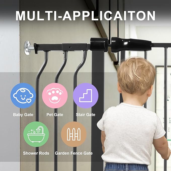 BalanceFrom Baby Gate Threaded Spindle Rod, 4 Pack M8 (8mm) Replacement Bolt Part for Baby & Pet Pressure Mounted Safety Door, Extra Long Wall Mounting Accessories Screws Rods for Stair Gates, Black
