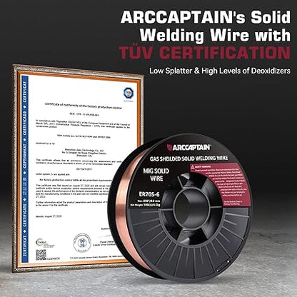 ARCCAPTAIN Mig Welding Wire, 0.030 10Lb Mig Wire ER70S-6 10Lbs Gas Solid Carbon Steel Low Splatter Mig Welding Wire Compatible With Lincoln Miller Forney Harbor Welder 0.08 4.5KG