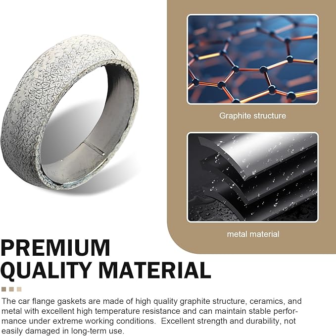 2PCS Exhaust Manifold Gasket, 2.5inch Sealed Exhaust Manifold Gasket, Prevent Leaking Between Exhaust Pipe and Exhaust Manifold, Universal Replacement Donut Gasket