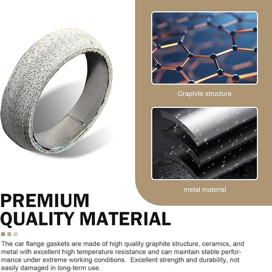 2PCS Exhaust Manifold Gasket, 2.5inch Sealed Exhaust Manifold Gasket, Prevent Leaking Between Exhaust Pipe and Exhaust Manifold, Universal Replacement Donut Gasket