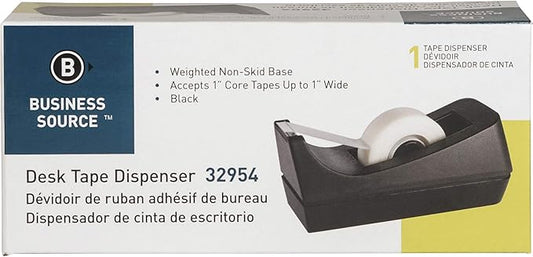 Business Source Standard Desktop Tape Dispenser, Black, 1 in (BSN32954)