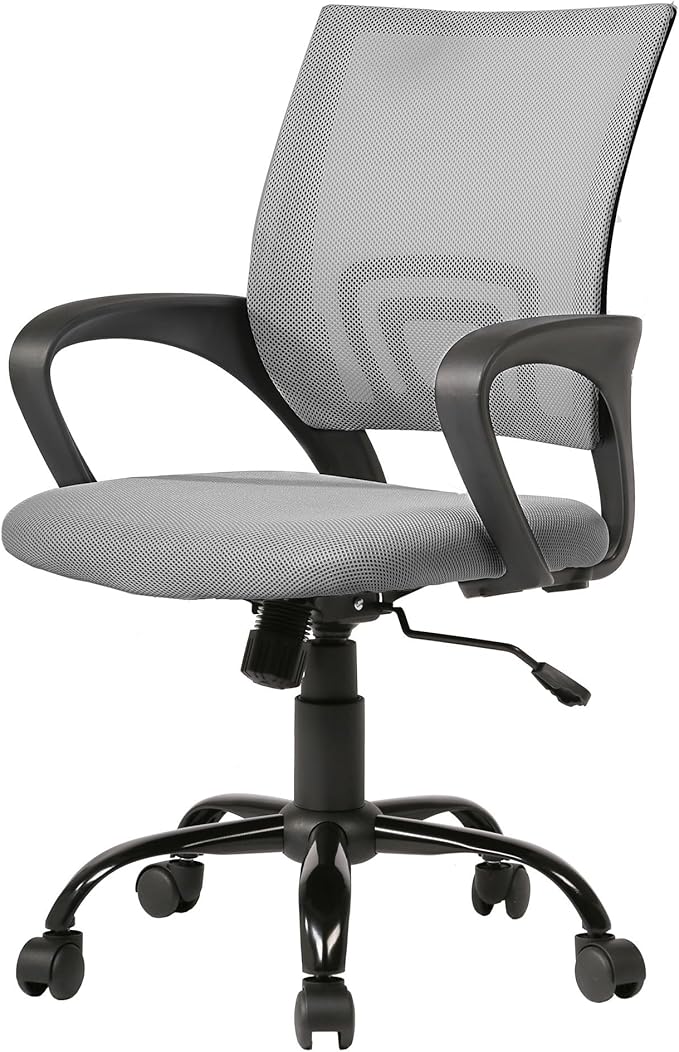 PayLessHere Ergonomic Office Computer Chair, Adjustable, Comfortable, Mid-Back, Swivel, with Lumbar Support for Home Office (Pack of 1, Grey)