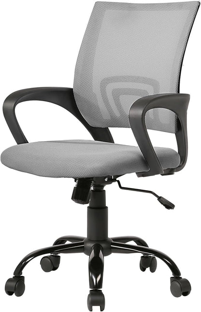 PayLessHere Ergonomic Office Computer Chair, Adjustable, Comfortable, Mid-Back, Swivel, with Lumbar Support for Home Office (Pack of 1, Grey)