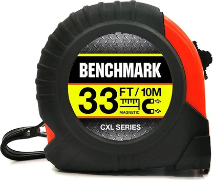 Benchmark - 33 FT Tape Measure with Large Magnetic Claw Tip - Inches and Centimeters