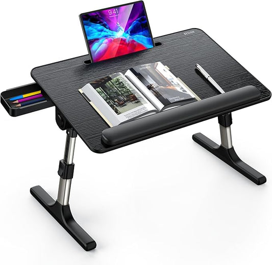 Besign LT07 Lap Desk Extra Large, Adjustable Laptop Table, Portable Standing Bed Desk, Foldable Sofa Breakfast Tray, Notebook Computer Stand for Reading and Writing (Black)