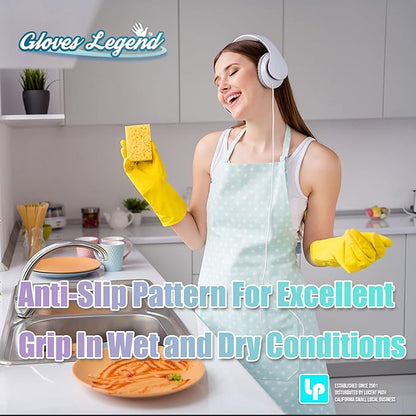 Size Large Yellow Household Kitchen Cleaning Dishwashing Reuseable Gloves