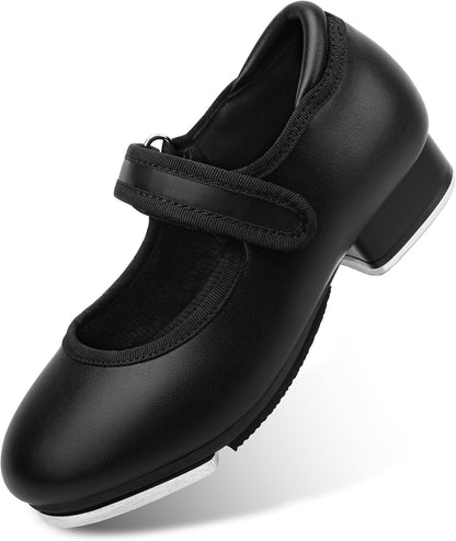 Stelle Tap Shoes for Girls Toddler Boys Dance Shoes | Easy-clean design, Rounded toe, Padded heel collar, Clear tap sound, Cushioned insole, Hook-and-loop strap