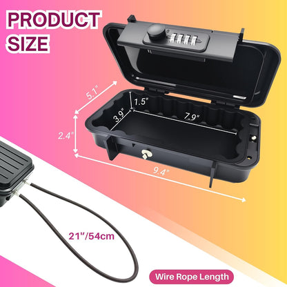 Portable Security Lock Box with Combination Lock, Waterproof Mini Safe Box, Travel Storage Case for Hotel, Car, Office