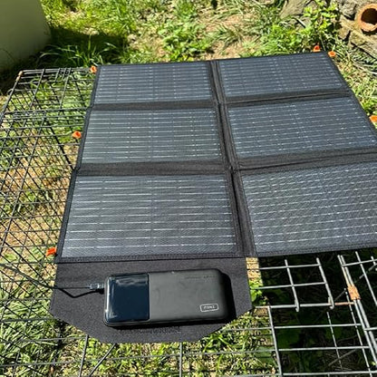 [Upgraded] FlexSolar 60W Portable Solar Panels Chargers QC3.0 USB-A USB-C DC5521 8mm Output Foldable IP65 Waterproof Power Emergency Camping for Small Power Station Generator Tablets Battery Packs