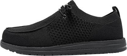 Lightweight, steel-toe slip-on shoes from LARNMERN, comfortable and protective for work or everyday wear.