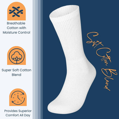 Special Essentials Diabetic Socks for Men & Women – 3 Pairs of Non-Binding Moisture-Wicking Neuropathy Socks – Crew Lengt