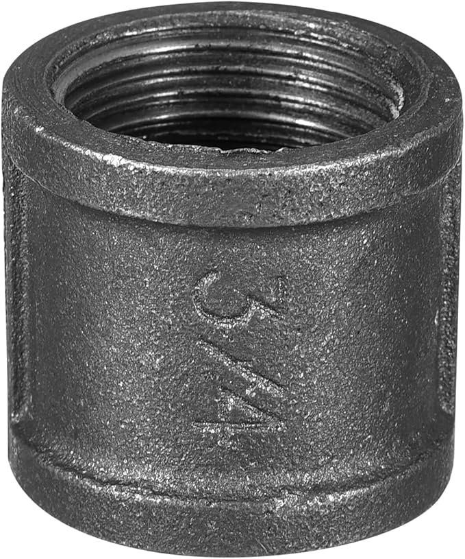 uxcell 1"(25mm) Pipe Fitting Coupling, Cast Malleable Iron Threaded Pipe Coupling Connector for Vintage Shelf Bracket DIY Furniture Plumbing Pipe, 1Pcs