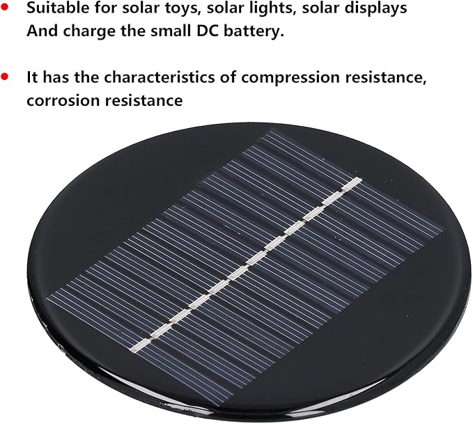 0.8W 6V 10cm Round Solar Panel DIY Solar Panel Solar Charging Board Portable Power Generator for Small Projects
