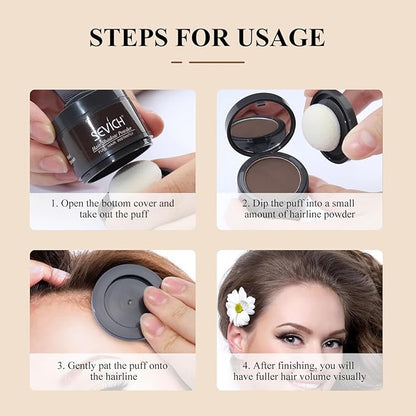 Sevich Hairline Powder, Instantly Conceals Hair Loss, Root Touch up Powder, Hair Shadow Toppers for Women & Men, Touch Up for Thinning Gray Hair, Windproof & Sweatproof(Medium Brown)