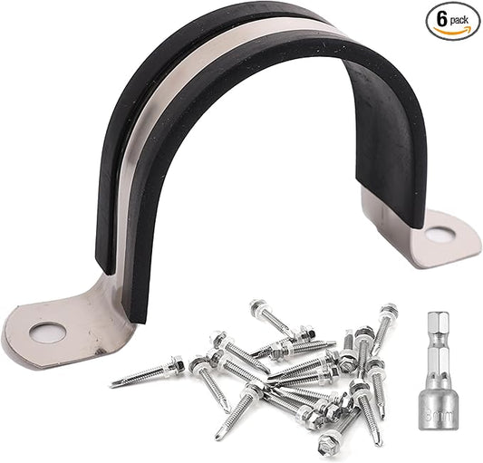 Pipe Clamps,304 Stainless  Rubber Cushioned Heavy Duty Conduit clips (SCH 3 in (89 MM) - 06 Pack)