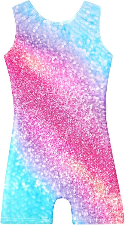Leotards for Girls Gymnastics Toddler Dance Biketards Mermaid Unicorn Athletic Dance Wear Shiny Rainbow Blue Hotpink