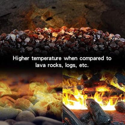 Stanbroil 10-Pound Fire Glass Beads - 1/2 inch Luster Fire Glass Drops for Fireplace Fire Pit | Gas Log Sets | Landscaping | Fish Tank, Amber Luster
