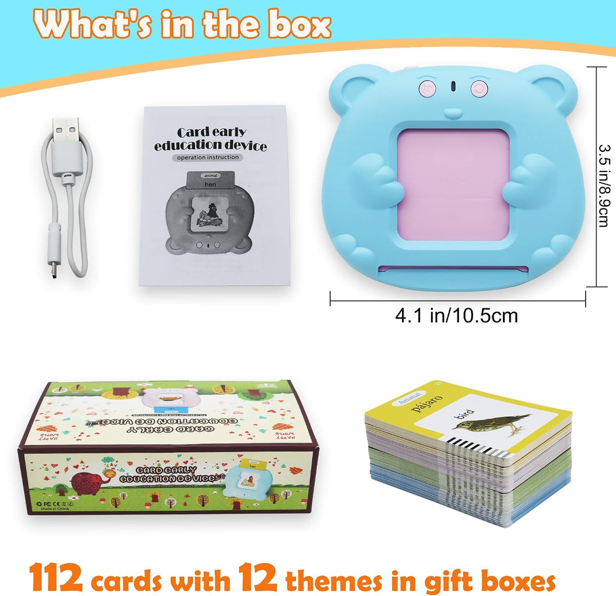 Spanish and English Pocket Speech Therapy Toys with 224 Sight Words, Bilingual Flashcards for Preschool Learning, Gifts for Toddlers (tiny 1/2" crack on device)