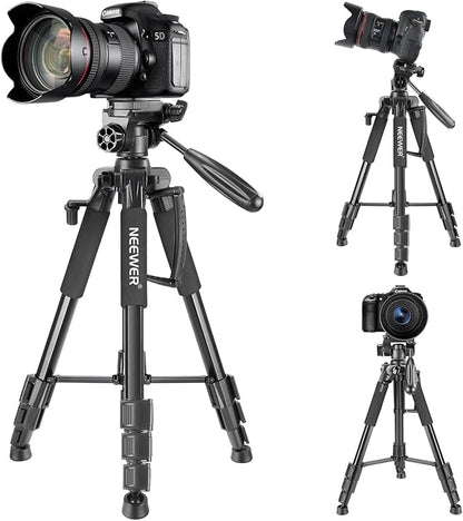Neewer Portable 56 inches142 centimeters Aluminum Camera Tripod with 3-Way Swivel Pan Head,Bag for DSLR Camera,DV Video Camcorder Load up to 8.8 pounds4 kilograms Black(SAB234)