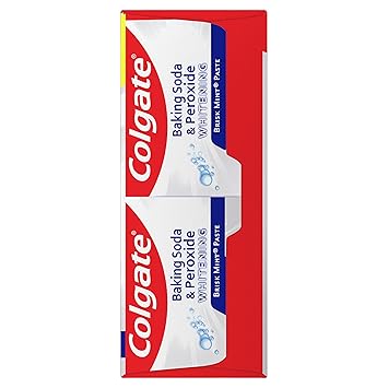 Colgate Baking Soda  Peroxide Toothpaste - Whitens Teeth, Fights Cavities  Removes Stains, Brisk Mint, 6 Ounce (Pack of 2)