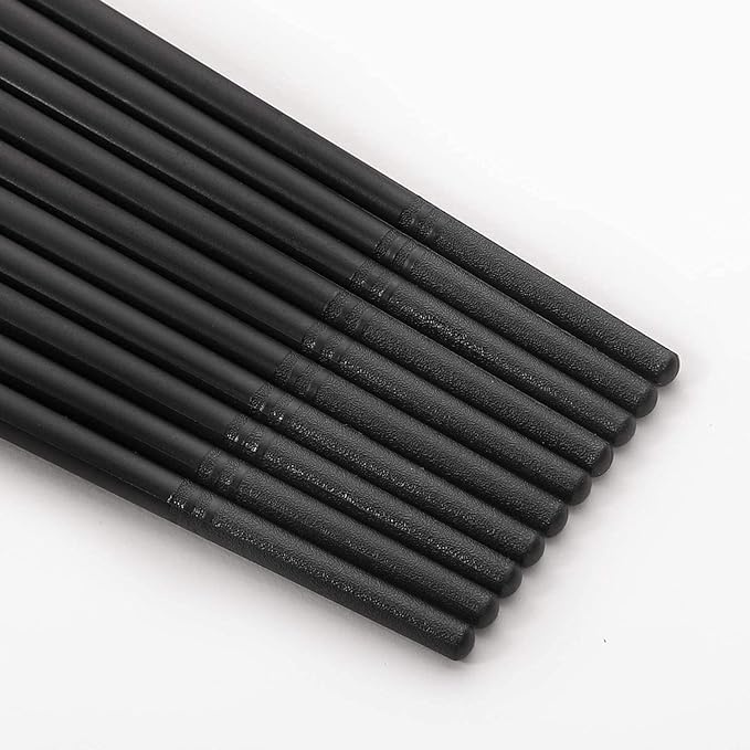 Hiware 10 Pairs Fiberglass Chopsticks - Reusable Chopsticks Dishwasher Safe, 9 12 Inches - Gold