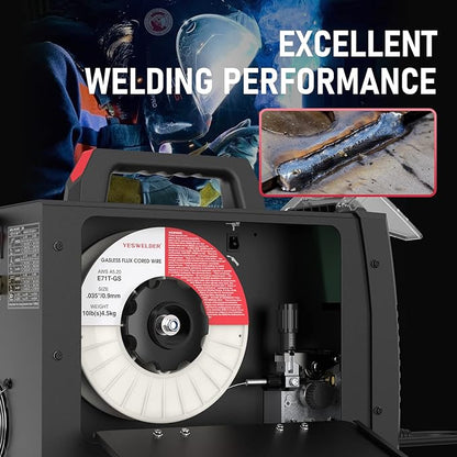 YESWELDER Flux Core Gasless MIG Wire, E71T-GS Mild Carbon Steel .035-Inch Diameter 10-Pound, Strong ABS Plastic Spool Welding Wire