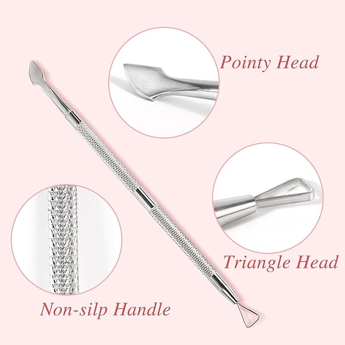 Nail Cuticle Pusher - Stainless Triangle Gel Nail Polish Remover Cuticle Peeler Scraper Remover Tool for Fingernails and Toenails