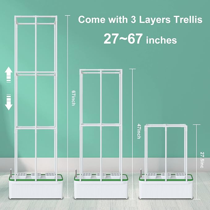 eSuperegrow Hydroponics Growing System for Indoor Outdoor Garden,7L Large Hydroponic Gardening System with Trellis for Cucumber Tomato Pepper Mint,Ideal Gardening Gifts for Women(Pump,7L,Trellis)