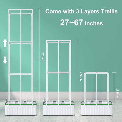 eSuperegrow Hydroponics Growing System for Indoor Outdoor Garden,7L Large Hydroponic Gardening System with Trellis for Cucumber Tomato Pepper Mint,Ideal Gardening Gifts for Women(Pump,7L,Trellis)