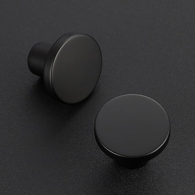 Ravinte 10 Pack Matte Black Cabinet and Drawer Knobs - 1-15 Inch Round Pulls for Kitchen, Dressers and Closets