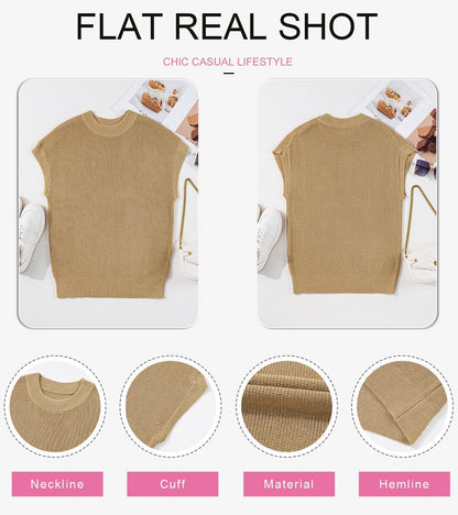 Womens Sweaters Crewneck Short Sleeve Shirts Casual Ribbed Knit Pullover Sweater Loose Tops for Women 2025