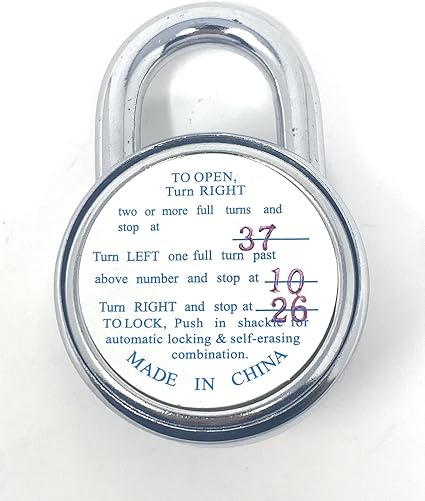 Standard Dial Combination Lock, 2 in. Wide with Different Combination Padlock 945C Candado Combinacion