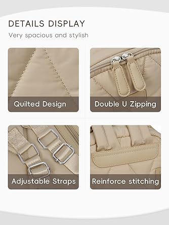 CLUCI Puffer Shoulder Bag Bundles with Quilted Backpack