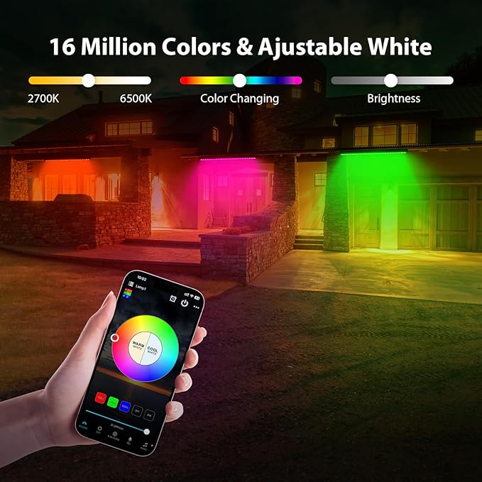 Smart LED Wall Washer Light Dimmable Via APP Control, 168W RGBCW Color Changing Linear Light Bar with Music Sync, Group Function, Timing, Perfect for Outdoor  Indoor Lighting Projects