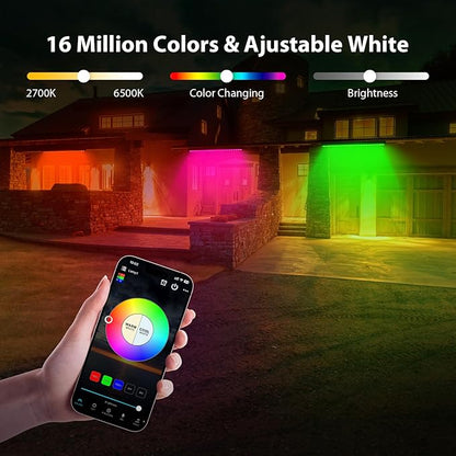 Smart LED Wall Washer Light Dimmable Via APP Control, 168W RGBCW Color Changing Linear Light Bar with Music Sync, Group Function, Timing, Perfect for Outdoor  Indoor Lighting Projects