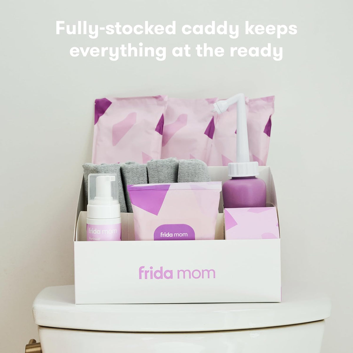Frida Mom 11pc Postpartum Essentials Kit, Hospital Bag Basics for New Mom Disposable Underwear, Ice Maxi Pads, Perineal Healing Foam, 24 Pad Liners & Peri Bottle for New Moms