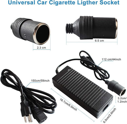 BYGD 12V 10A Car Power Adapter, AC to DC Converter Female Auto Cigarette Lighter Plug 100V  240V 120W Power Supply Adapter Transformer for Car Vacuum Cleaner, and Other Car Devices