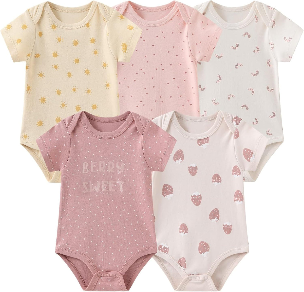 New Born Boy Girl Clothing classic & stylish,easy to mix & match,100%cotton fabric,everyday wear,easy diaper changes,perfect for new parents (5pcs) 6months