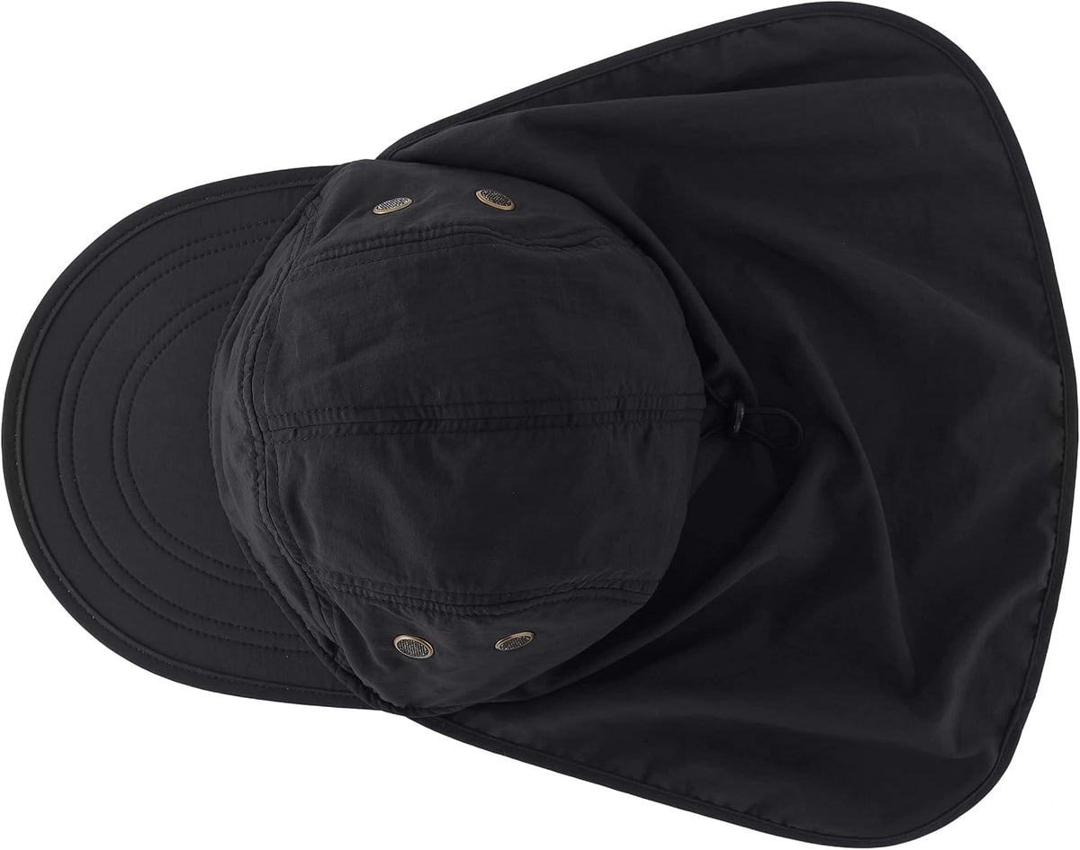 Connectyle Mens Foldable UV Protection Sun Hat with Removable Neck Flap Outdoor Adventure Sun Cap for Fishing Hiking Safari