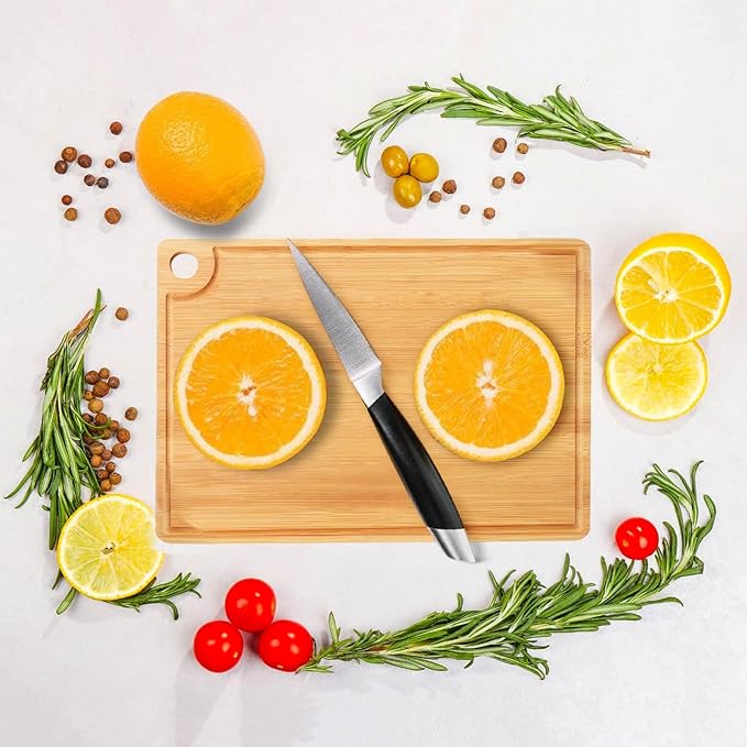 Wood Cutting Board for Kitchen Reversible Cutting Boards with Juice Groove, Wooden Chopping Board for Meat, Fruit, Vegetables  Cheese (Bamboo, 1)