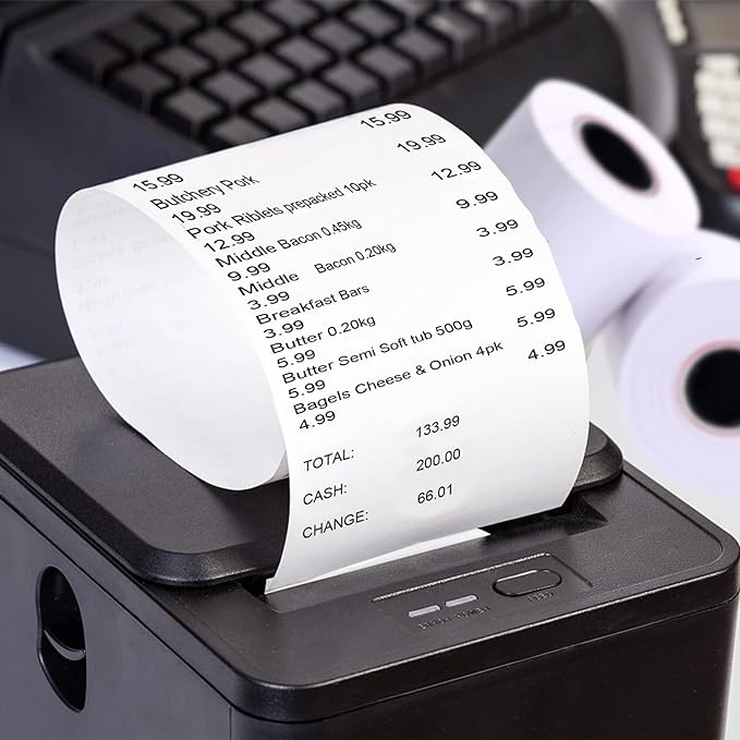 Thermal Paper 3 1/8 x 230ft Pos Receipt Paper, 10 Rolls Cash Register Roll TM-T88 T-20 T-90 SRP-350 370