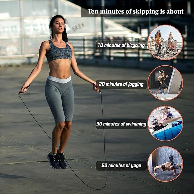 Adjustable Jump Rope for Women Men Kids Fitness Exercise,Black