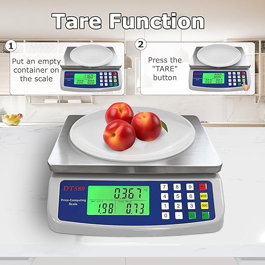 Large Digital Kitchen Scale 40kg88lb Stainless Steel Price Computing Scale Counting Scale Deli Scale with LCD Display for Baking Bread Cooking Meat Prep Parts and Coins Adapter Included