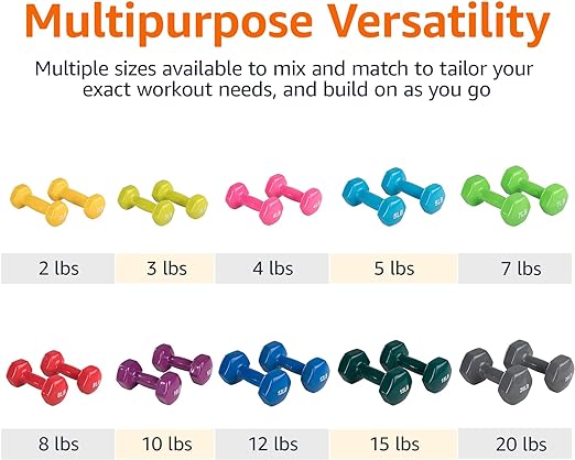 Basics Neoprene Dumbbell Hand Weights for Exercise and Muscle Toning