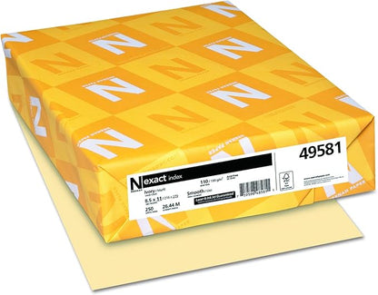 Neenah Paper 49581 Exact Index Card Stock, 110lb, 8 12 x 11, Ivory, 250 Sheets