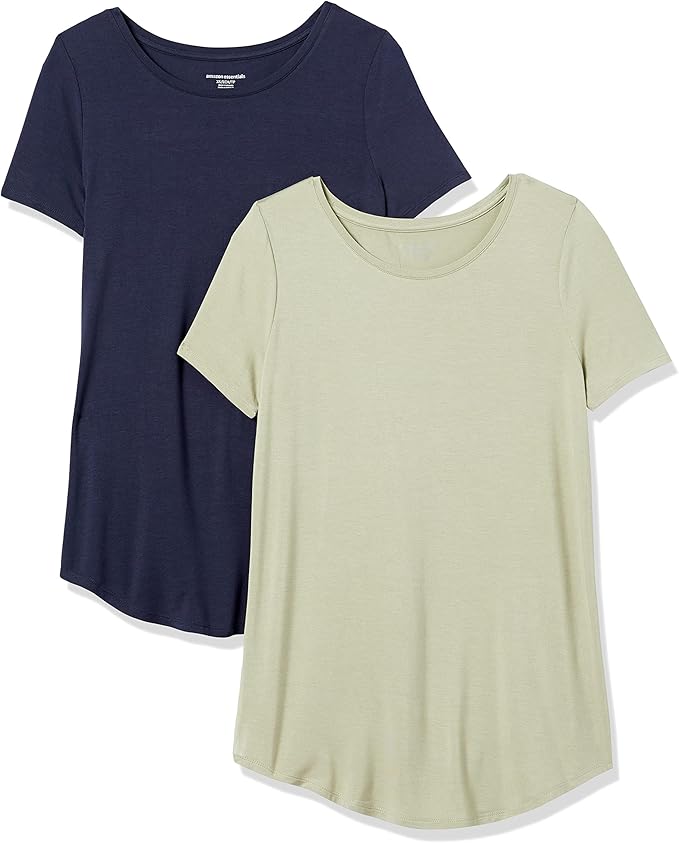 Essentials Women's Short-Sleeve Scoopneck Tunic, Pack of 2