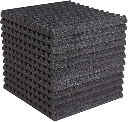 24 Pack Acoustic Panels Studio Foam Wedges 1" X 12" X 12"Sound-proofing,Sound Absorption (Black)