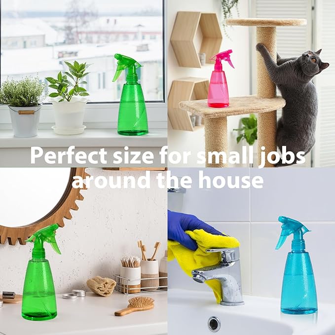 Spray Bottles 3-Pack, 16 Oz, Mist & Stream, Plastic Water Spray Bottle for Hair, Essential Oils, Plants, Cleaning Solutions, BBQ, Cat Dog Correction Behavior - Leak Proof - Empty Spray Bottles